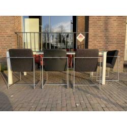 Prachtige Harvink Dash Eetkamerstoelen Stof Leer Zwart Grijs