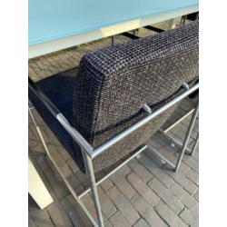 Prachtige Harvink Dash Eetkamerstoelen Stof Leer Zwart Grijs