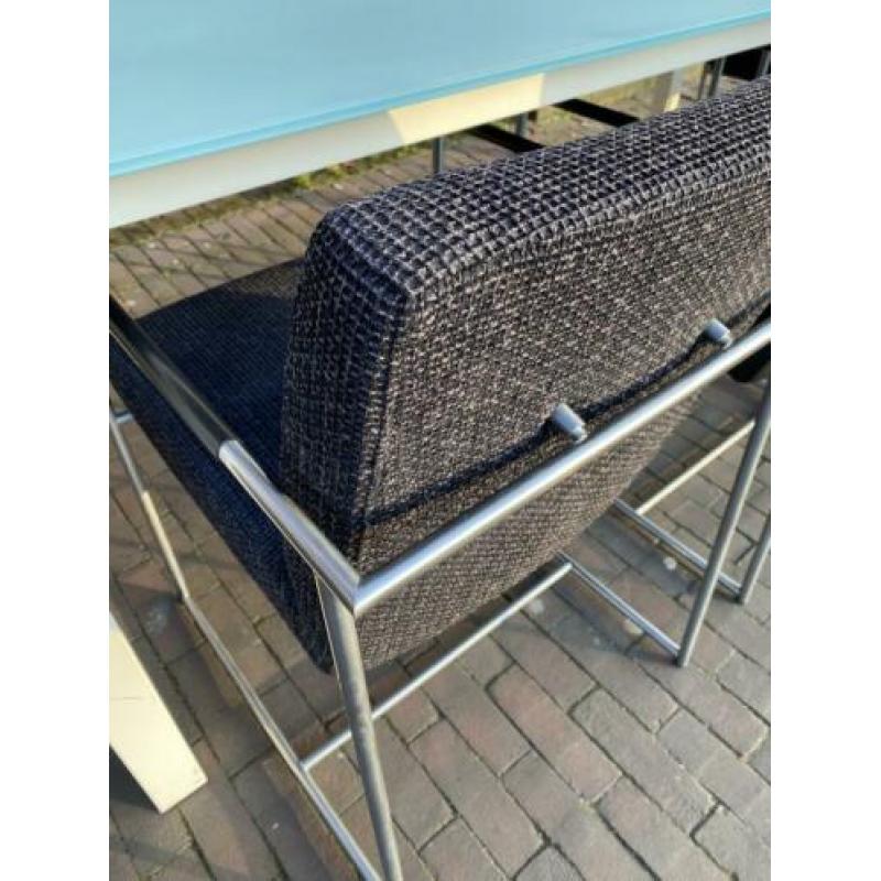 Prachtige Harvink Dash Eetkamerstoelen Stof Leer Zwart Grijs