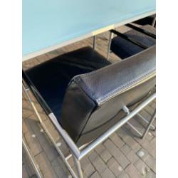 Prachtige Harvink Dash Eetkamerstoelen Stof Leer Zwart Grijs