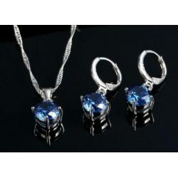 Ronde zirkonen 925 sterling zilveren set