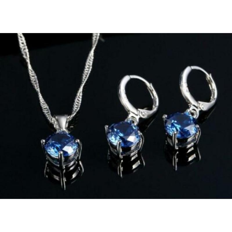 Ronde zirkonen 925 sterling zilveren set