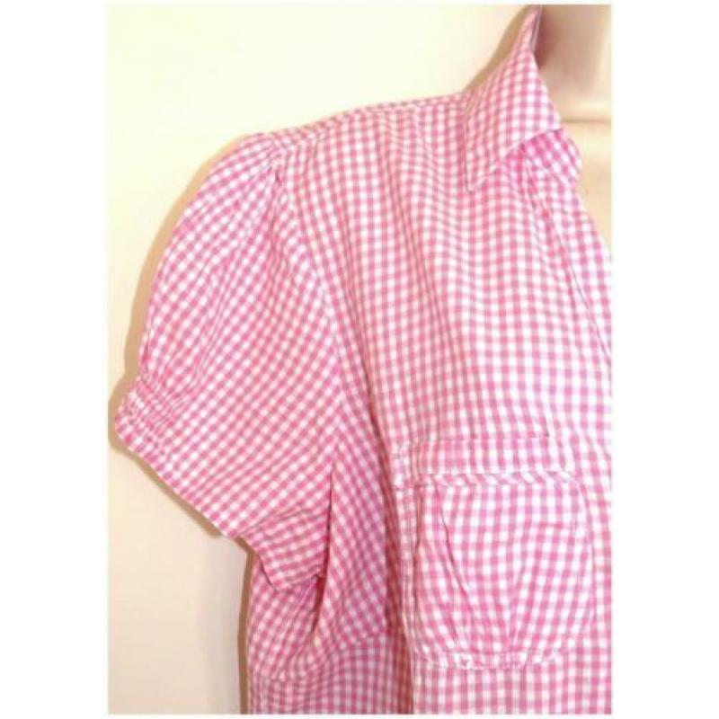 Yessica roze/wit geblokte zomer blouse maat 48