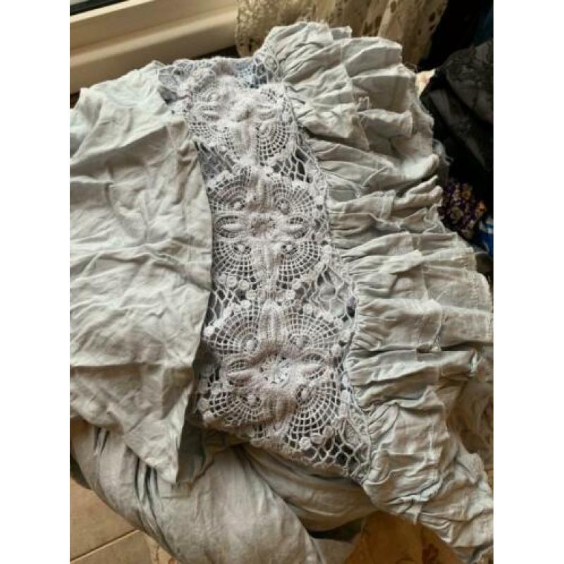 Ewi iWalla jurk , pracht kant , oud zacht blauw L XL