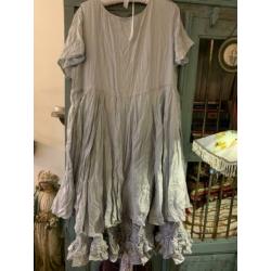 Ewi iWalla jurk , pracht kant , oud zacht blauw L XL
