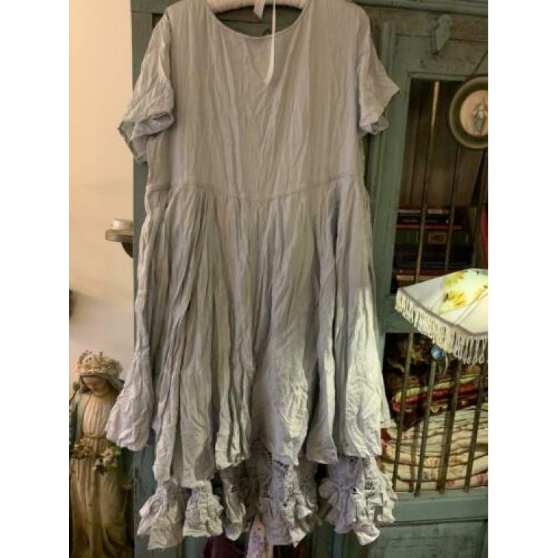 Ewi iWalla jurk , pracht kant , oud zacht blauw L XL