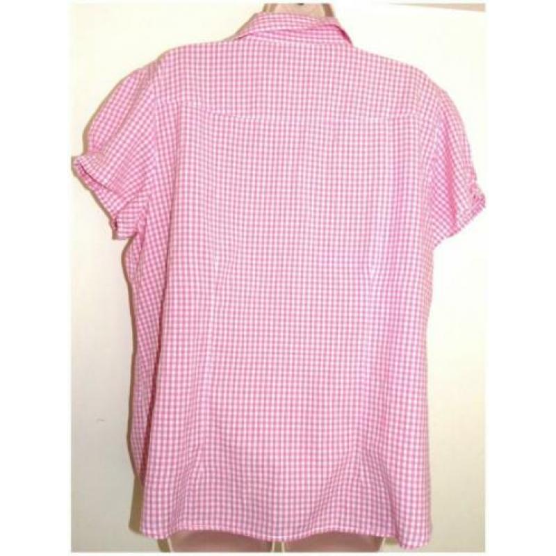 Yessica roze/wit geblokte zomer blouse maat 48