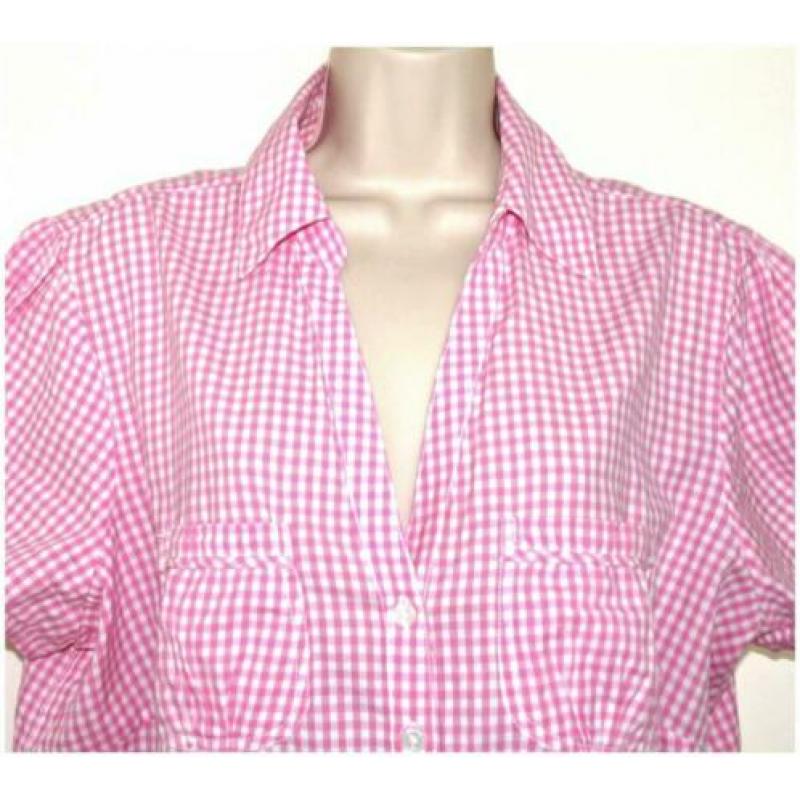 Yessica roze/wit geblokte zomer blouse maat 48