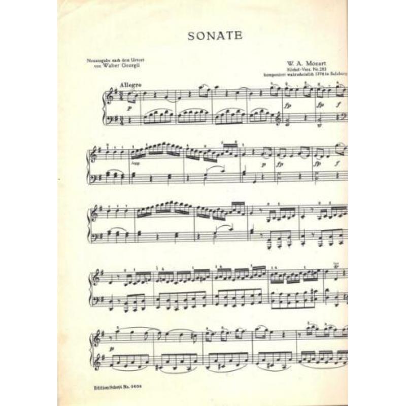 Mozart: Sonate in G-dur. Ed. Schott & Sohne - Nr. 0608.