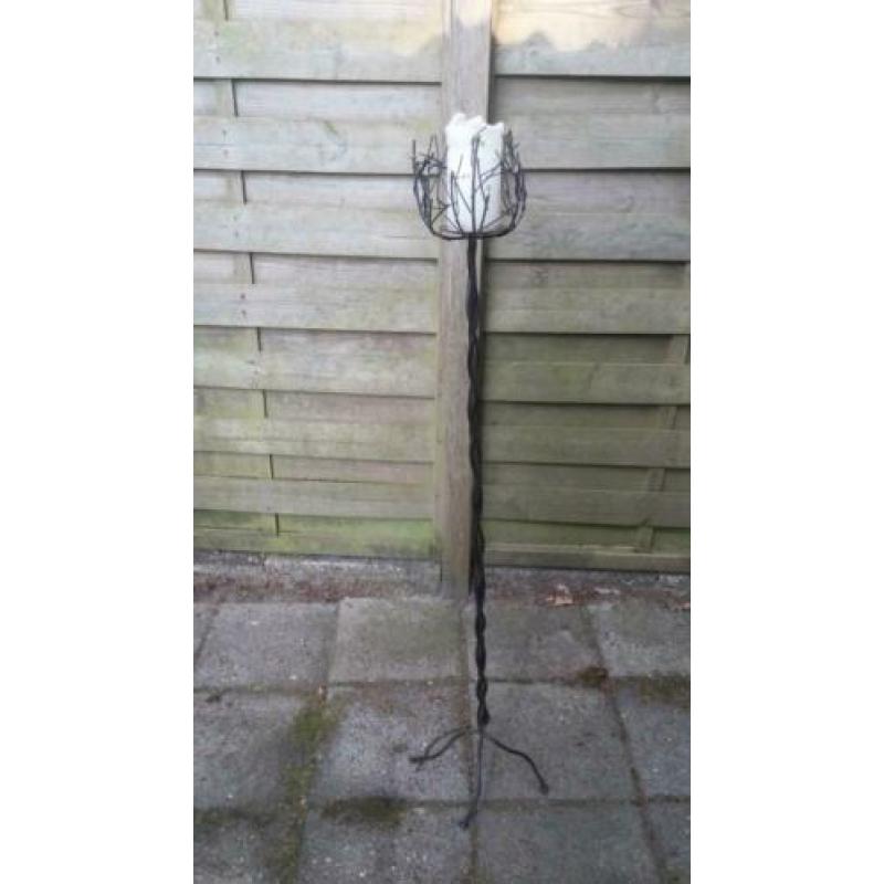 Kaarsenstandaard groot 110 cm met kaars wit