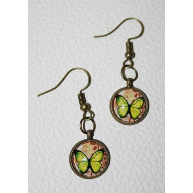 Vlinder oorbellen met clips, haakjes of stekers (4238)