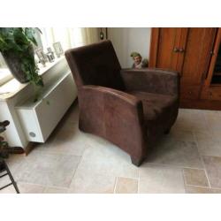 leren fautuil met suede lock