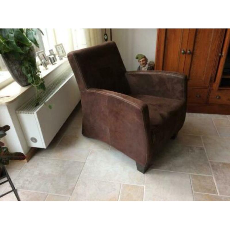 leren fautuil met suede lock