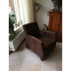 leren fautuil met suede lock