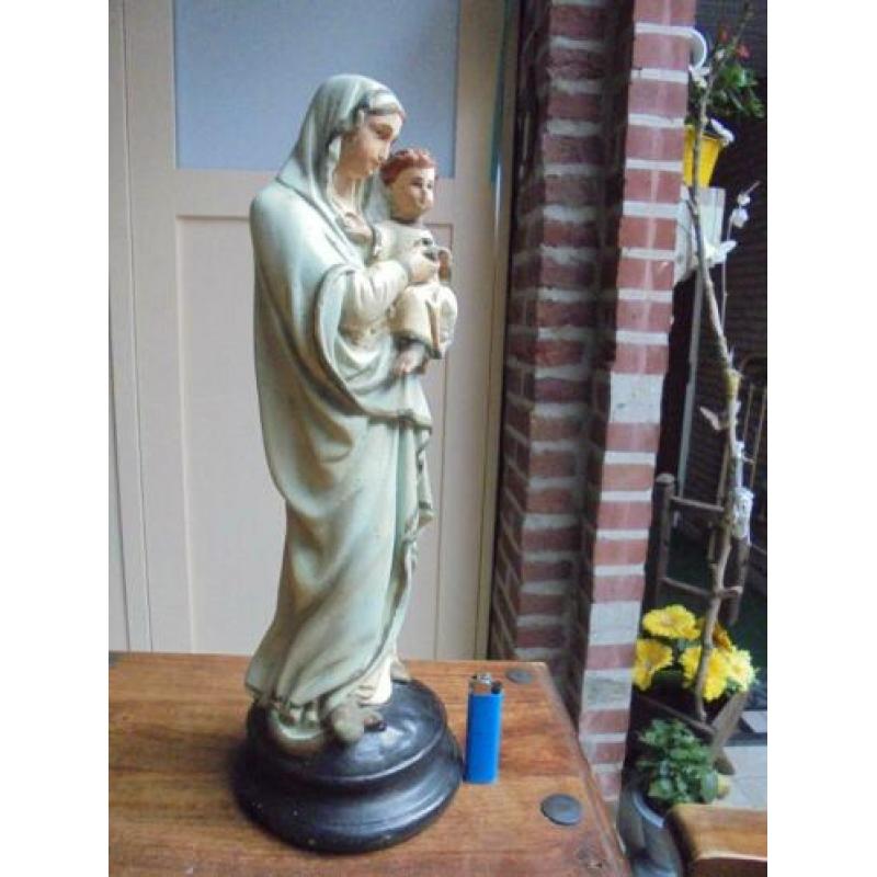 43 cm groot oud gipsen Mariabeeld/Heiligenbeeld