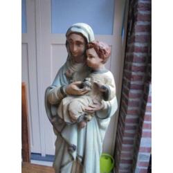 43 cm groot oud gipsen Mariabeeld/Heiligenbeeld