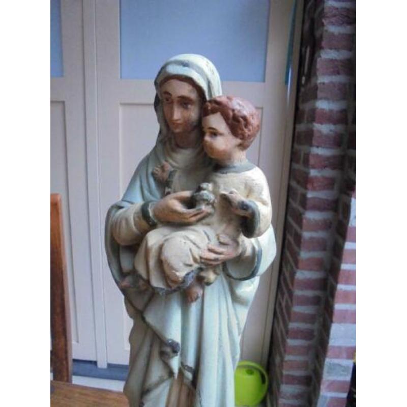 43 cm groot oud gipsen Mariabeeld/Heiligenbeeld