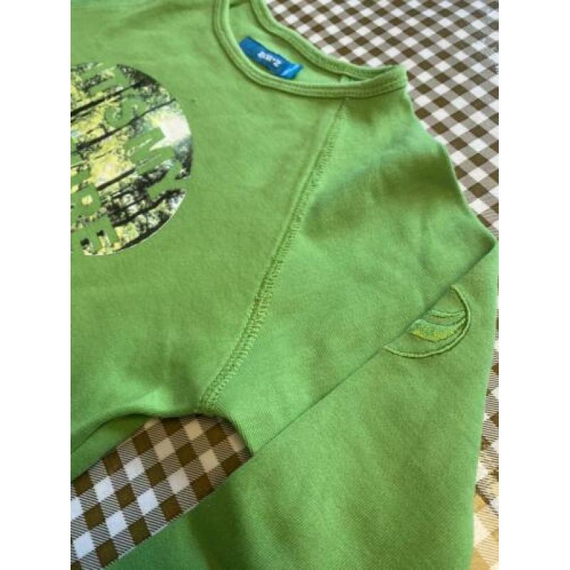 Shirtje Longsleeve appelgroen bor*z mt.104 (char)