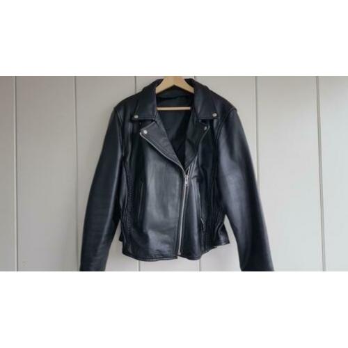 Modieuze getailleerde leren motorjas dames maat XL