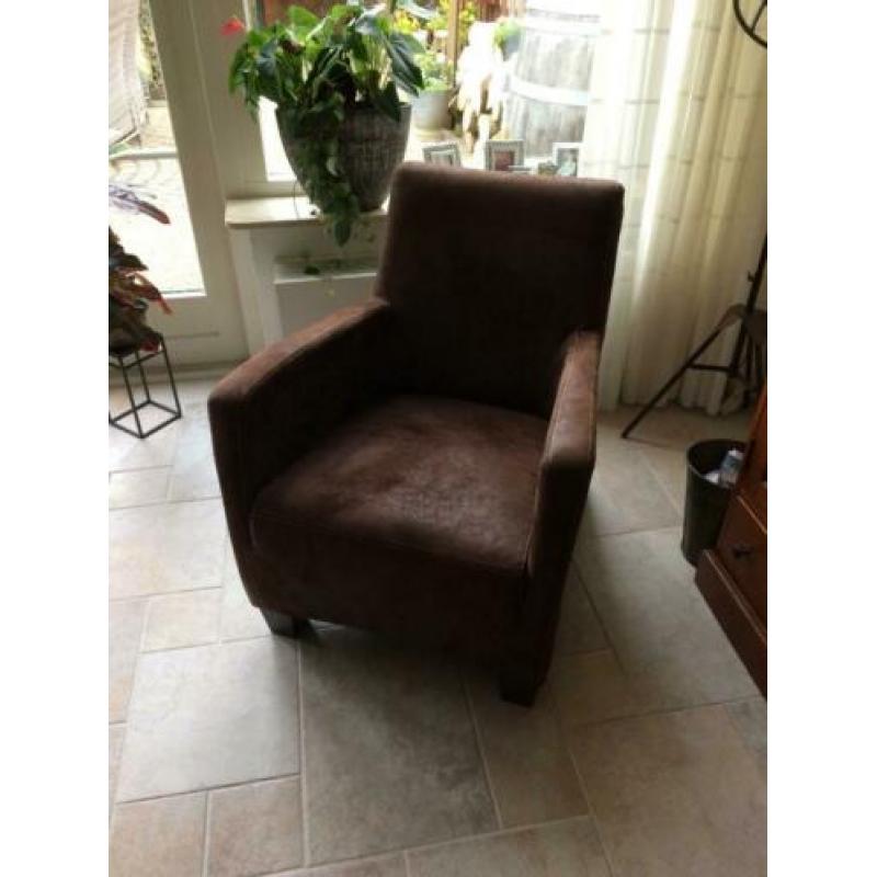 leren fautuil met suede lock