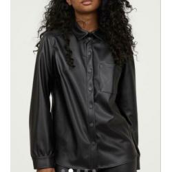 ?? Nieuwe imitatie leren blouse H&M 46 zwarte overhemdbloes