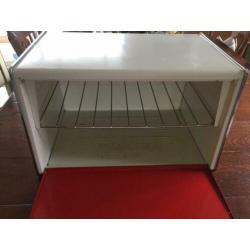 Retro brabantia broodtrommel rood wit met roosterplank erin