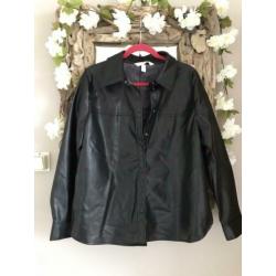 ?? Nieuwe imitatie leren blouse H&M 46 zwarte overhemdbloes