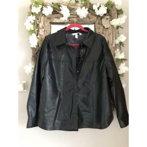 ?? Nieuwe imitatie leren blouse H&M 46 zwarte overhemdbloes