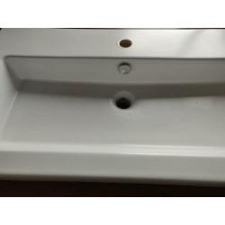 Wastafel Mat Wit Keramiek met overloop en kraangat