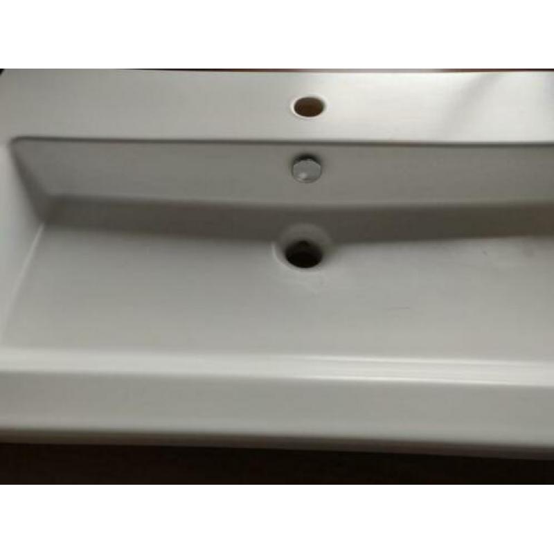 Wastafel Mat Wit Keramiek met overloop en kraangat