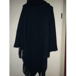 Blauwe poncho Wallis one size