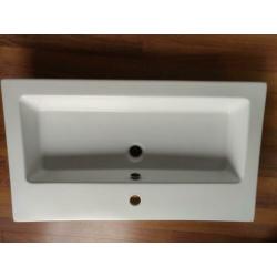 Wastafel Mat Wit Keramiek met overloop en kraangat
