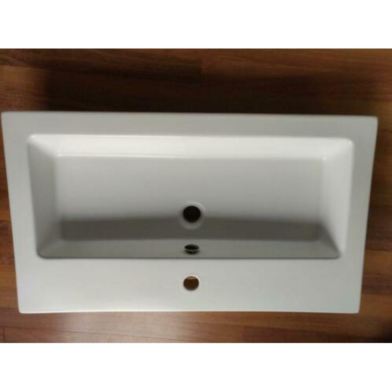 Wastafel Mat Wit Keramiek met overloop en kraangat