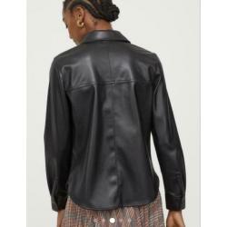 ?? Nieuwe imitatie leren blouse H&M 46 zwarte overhemdbloes