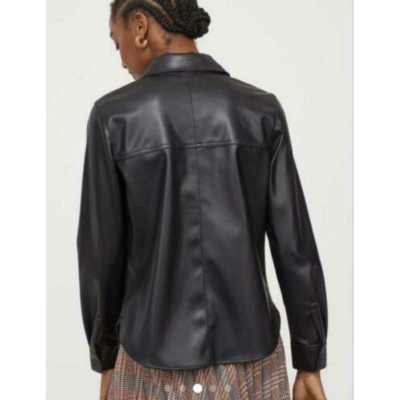?? Nieuwe imitatie leren blouse H&M 46 zwarte overhemdbloes