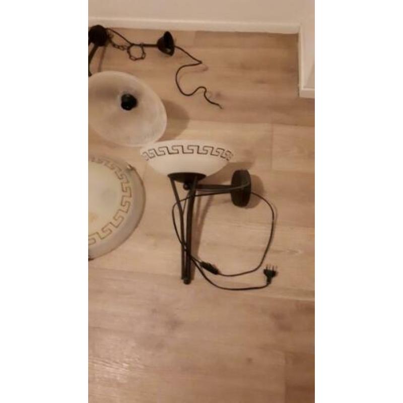 Lampen set, hanglamp, 3x wandlamp en plafonniere.