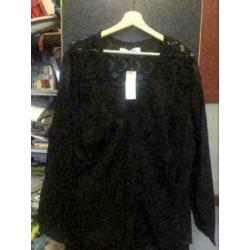 Zwart lace blouse, maat: l/xl