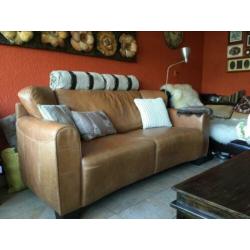 Stoere Landelijke Industrieele Lounge Bank Echt LEER