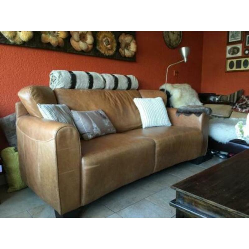 Stoere Landelijke Industrieele Lounge Bank Echt LEER