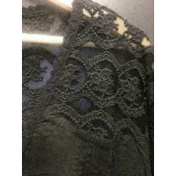 Zwart lace blouse, maat: l/xl