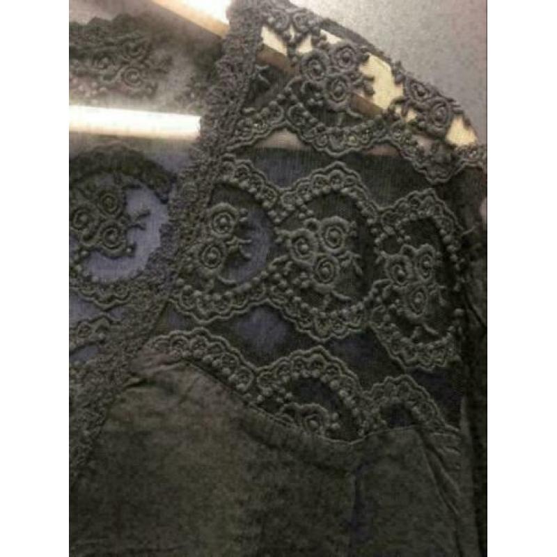 Zwart lace blouse, maat: l/xl