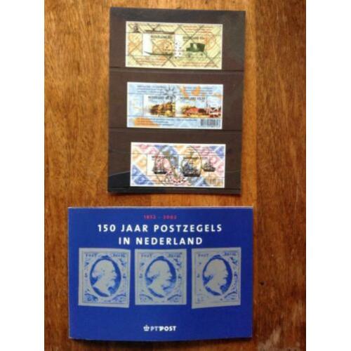 Mapje 150 jaar postzegels in Nederland +3 velletjes postfris