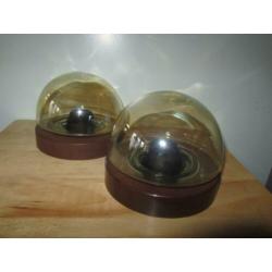 Vintage plafondlamp/plafonniere olieglans