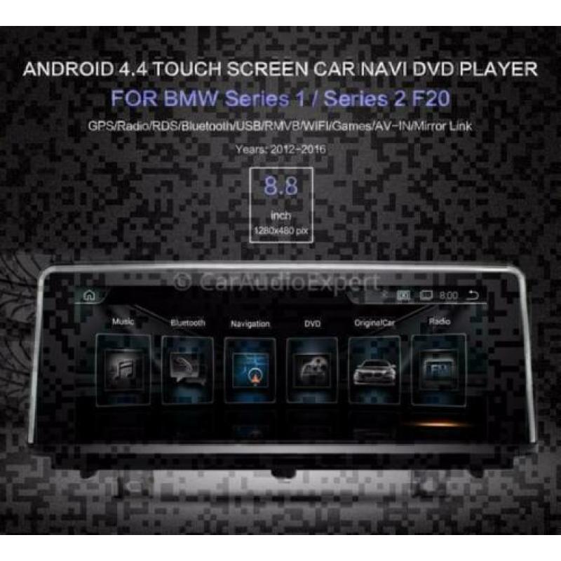 BMW 1serie F20 navigatie android 9.0 iDrive 8.8inch carkit