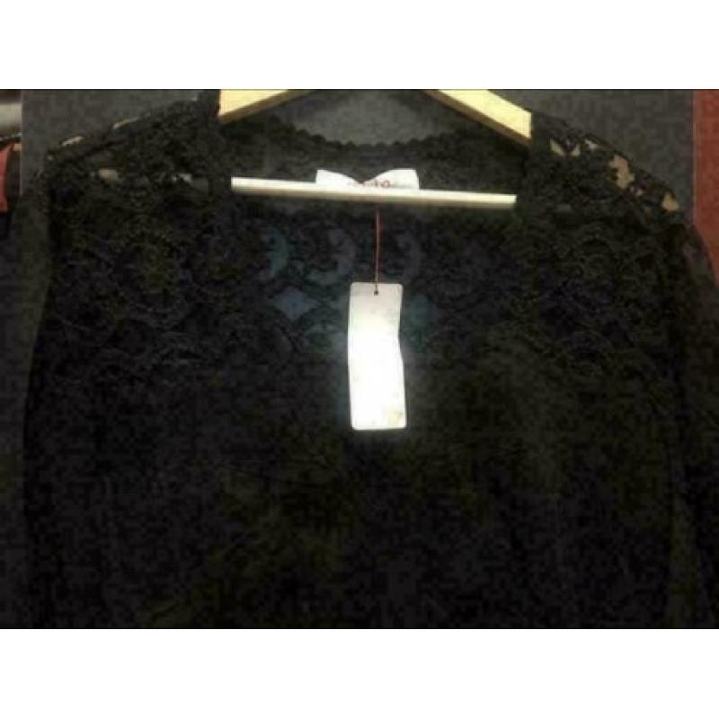 Zwart lace blouse, maat: l/xl