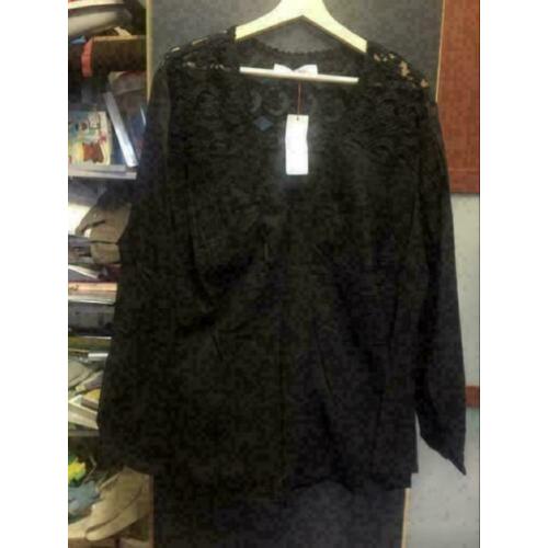 Zwart lace blouse, maat: l/xl