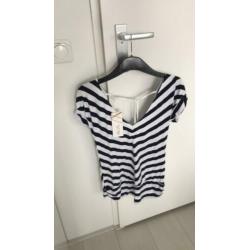 Wit/donkerblauwe top met open rug nieuw small