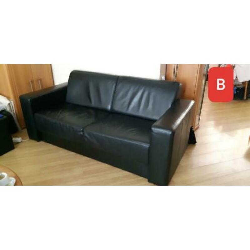 2x zwart leren 2,5 zits bankstel