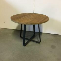 Stoere Salontafel - Teak / IJzer - 50 cm – TTM Wonen