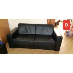 2x zwart leren 2,5 zits bankstel